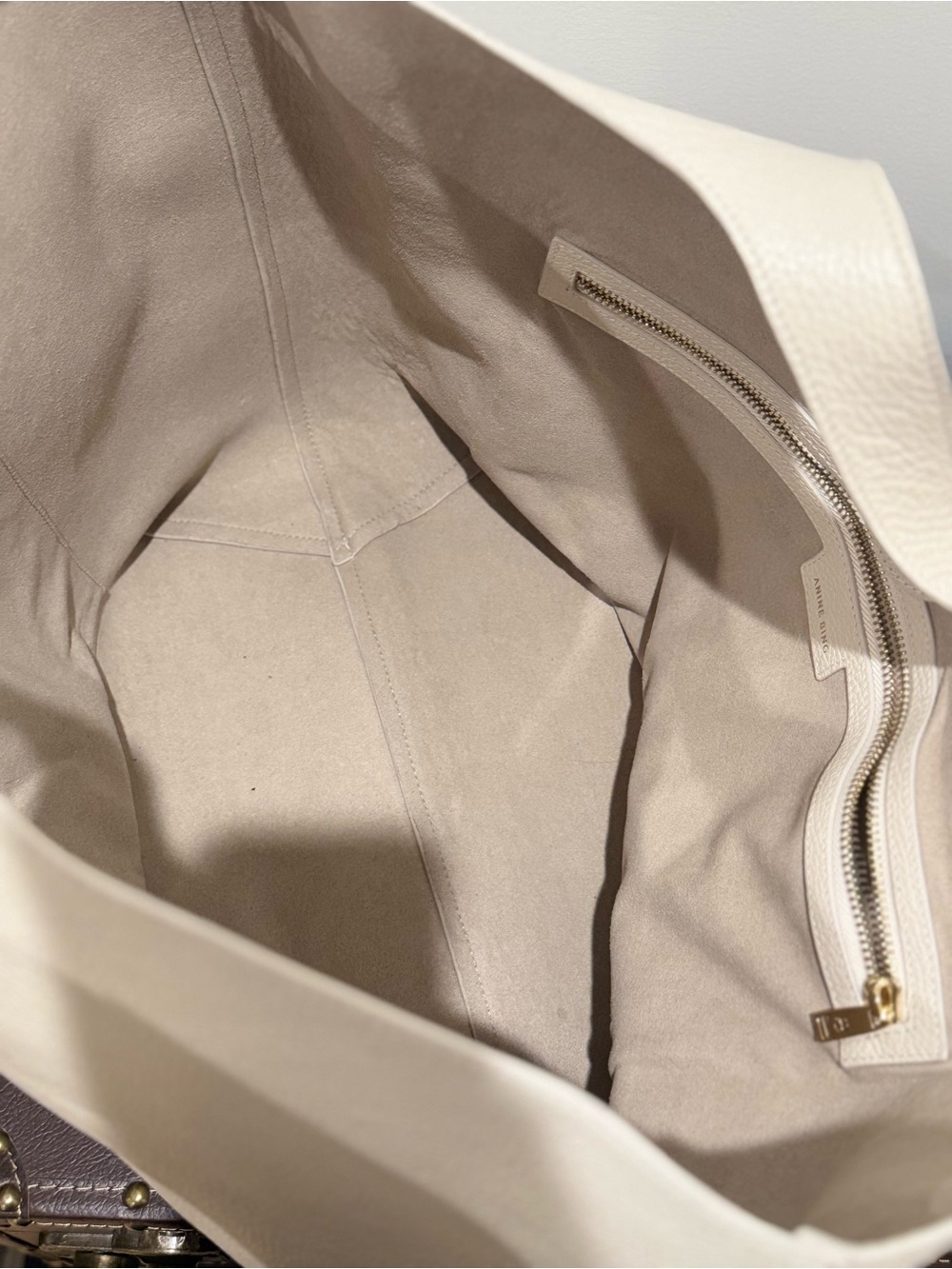 Anine Bing Cream Embossed Logo Tote - Picture 3 of 4